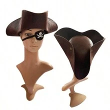 1pc Men's Pirate Captain Hat Triangular Hat For Party, Cosplay Costume Cowboy Hat - Brown - View 1