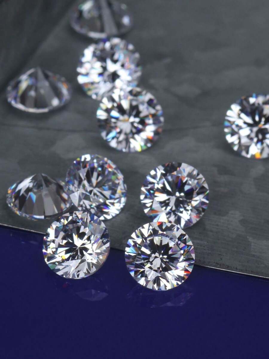 Đá quý Garnet Mozambique cắt tròn 0,5-10 Carat để làm đồ trang sức, phụ kiện tự làm cho nhẫn, dây chuyền, vòng tay, hoa tai Kim cương giả cho đám cưới Trang sức cô dâu Làm đồ trang sức kim cương - trắng - Xem 1