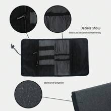 VALUEWIN 電子收納袋、旅行線收納袋電子配件手提箱便攜式捲起一體成型收納袋，適用於電纜、電源線、充電器、手機 - 黑色 - 查看 2
