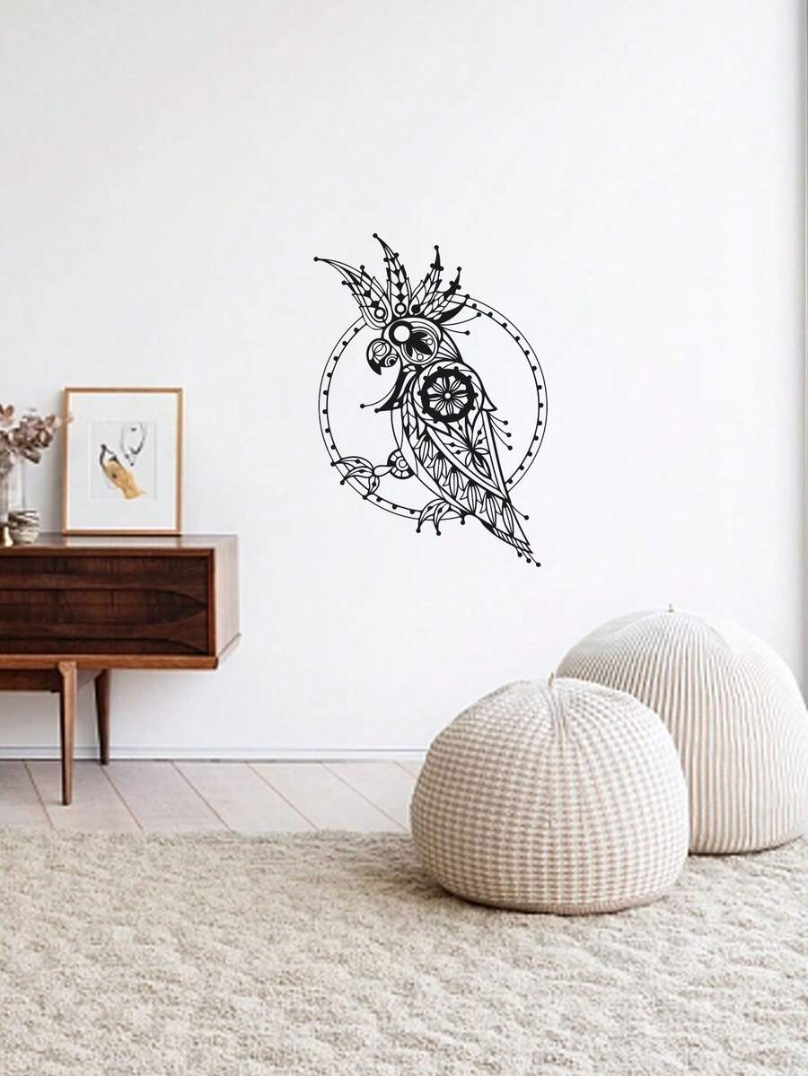 mama look 1張手繪黑白鸚鵡壁貼家居壁飾貼紙