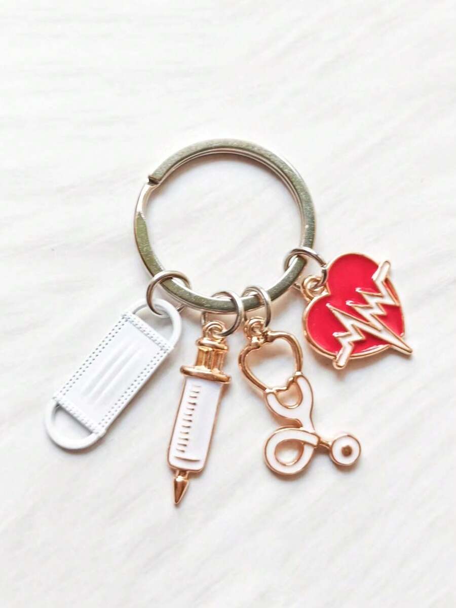 護士醫生口罩鑰匙扣,醫護人員鑰匙扣,注射器針聽診器鑰匙扣禮物,適用於護士