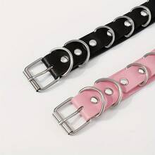 1入pu皮革頸鏈朋克短款項圈哥特項鍊,女士和女孩的柔軟pu皮革短頸飾品 - 粉色 - 查看 4