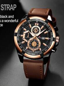VA VA VOOM 1 Peça Relógio de Quartzo Masculino Estilo Esportivo Preto e Dourado Rosa e Prata 46mm Mostrador Grande Homem Relógio Movimento Original Casual Moda Estilo Militar Presente de Casal Série de Corrida Relógio para Homens