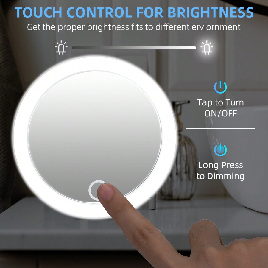 Makeup Magnifying Mirror with Light 4" Rechargeable Travel Mirror 20X