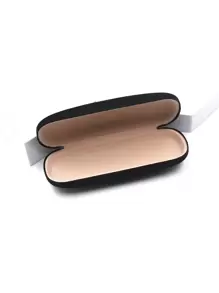 1 pieza Estuche clásico de gafas con carcasa dura de tela de lino, caja de almacenamiento de gafas ópticas, accesorio de gafas para mujer - Negro - Ver 5