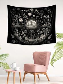 1 件月光树印花挂毯，现代风格涤纶纤维方形装饰壁挂，适用于客厅和卧室装饰，房间旗帜，墙壁装饰 - 彩色 - 查看 6