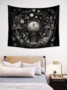 1 件月光树印花挂毯，现代风格涤纶纤维方形装饰壁挂，适用于客厅和卧室装饰，房间旗帜，墙壁装饰 - 彩色 - 查看 4