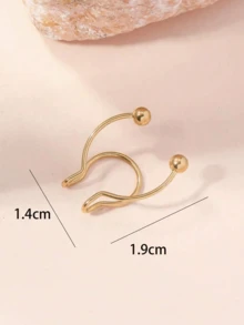 1pc Stainless Steel Nose Ring/Stud/Clip For Women - Yellow Gold - View 2