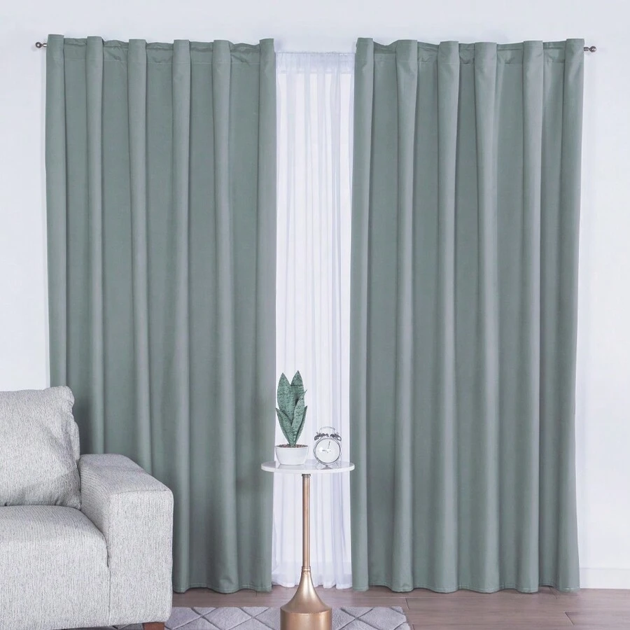 Concord Cortina Decorativa Colores Lisos 2 Paneles - Gris - Ver 1