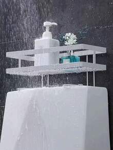 1入浴室馬桶上方收納架,白色浴室收納架,多功能浴室收納架,無需鑽孔節省空間,浴室配件