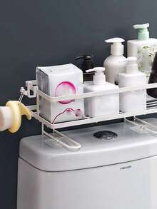 1入浴室馬桶上方收納架,白色浴室收納架,多功能浴室收納架,無需鑽孔節省空間,浴室配件