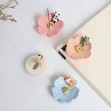 1pc Pink Lotus & Cartoon Frog Incense Burner - Multicolor - View 8