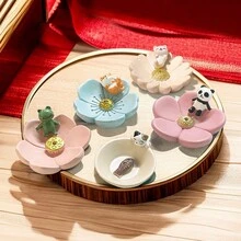 1pc Pink Lotus & Cartoon Frog Incense Burner - Multicolor - View 6