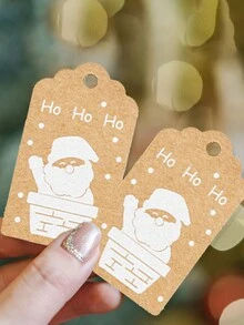 50pcs Christmas Gift Box Decoration Tags With Twine Christmas Card Tags Christmas Tree Cards Santa Claus Tags Christmas Decoration Supplies - Multicolor - View 5