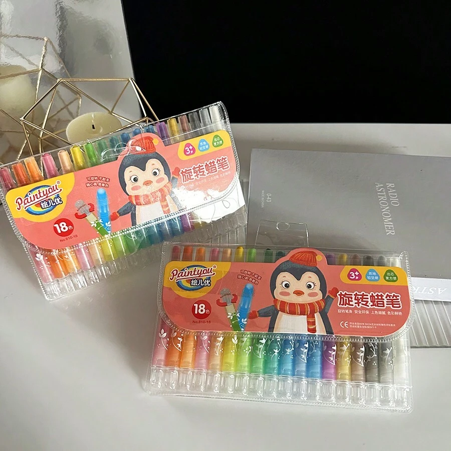 18入組可扭曲蠟筆兒童手部清潔,安全刷具,學生色彩油畫棒繪畫套裝,幼兒園 - 彩色 - 查看 1