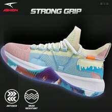 Mens Basketball Shoes Lightweight Breathable Sneakers Anti Slip Sports Shoes for Running Walking - 冰蓝 - View 3