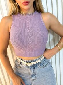 Women Knit Tops - 淡紫色 - 查看 2