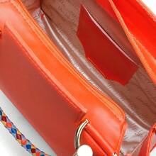 Uselabelle Original Leather Bag Colorful Braided Handles Latest Launch Women's Fashion 60%OFF + Soft Wallet + Shoulder Strap - 橘色 - 查看 5