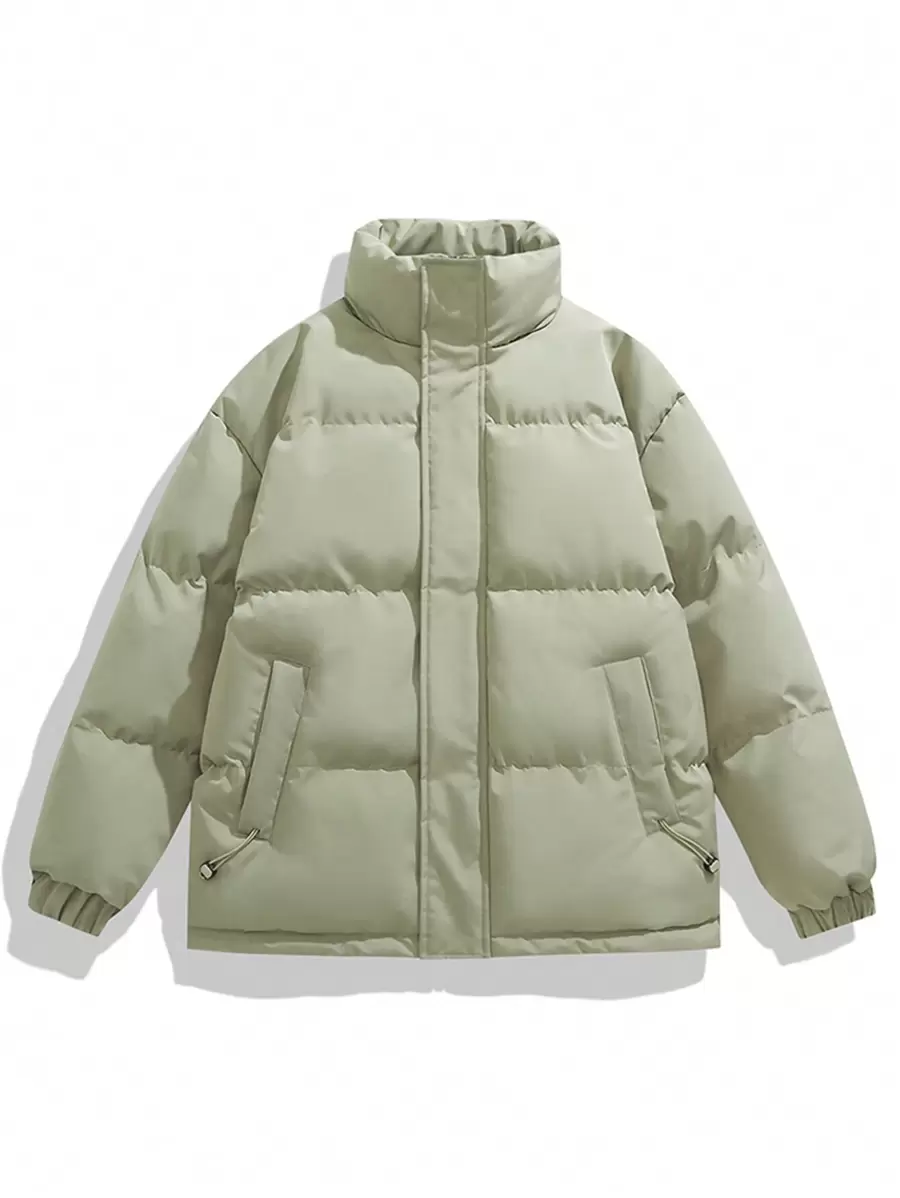 男士立领夹棉大衣，防风羽绒服 - 綠色 - 查看 1