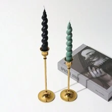 1支18cm豆蠟巧克力色螺紋瓶香薰蠟燭 - 巧克力棕 - 查看 3