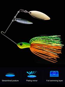 GOTURE 1入綠黃色旋轉餌硬旋轉餌釣鉤,鲈魚鮭魚梭魚釣魚必備 - 彩色 - 查看 5