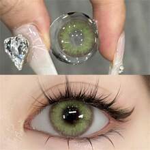 EYESHARE 1入組軟質大直徑彩色隱形眼鏡,自然貓眼風格,年拋式,適合約會或日常佩戴 - 綠色 - 查看 5