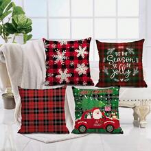 聖誕節卡通汽車字母圖樣枕套,家居沙發節日裝飾靠墊套 - 彩色 - 查看 2