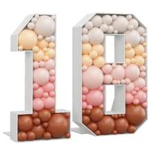 馬賽克數字氣球裝飾,氣球馬賽克框數字0-9,diy燈光招牌數字,適用於派對裝飾,週年慶祝活動裝飾,生日派對裝飾 - 3.28英尺/100厘米 - 查看 3