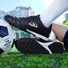 Low-cut Soccer Shoes With Studs For Men & Women Students, Anti-slip & Wear-resistant Professional Training Shoes For Grassland - Black and White - View 1