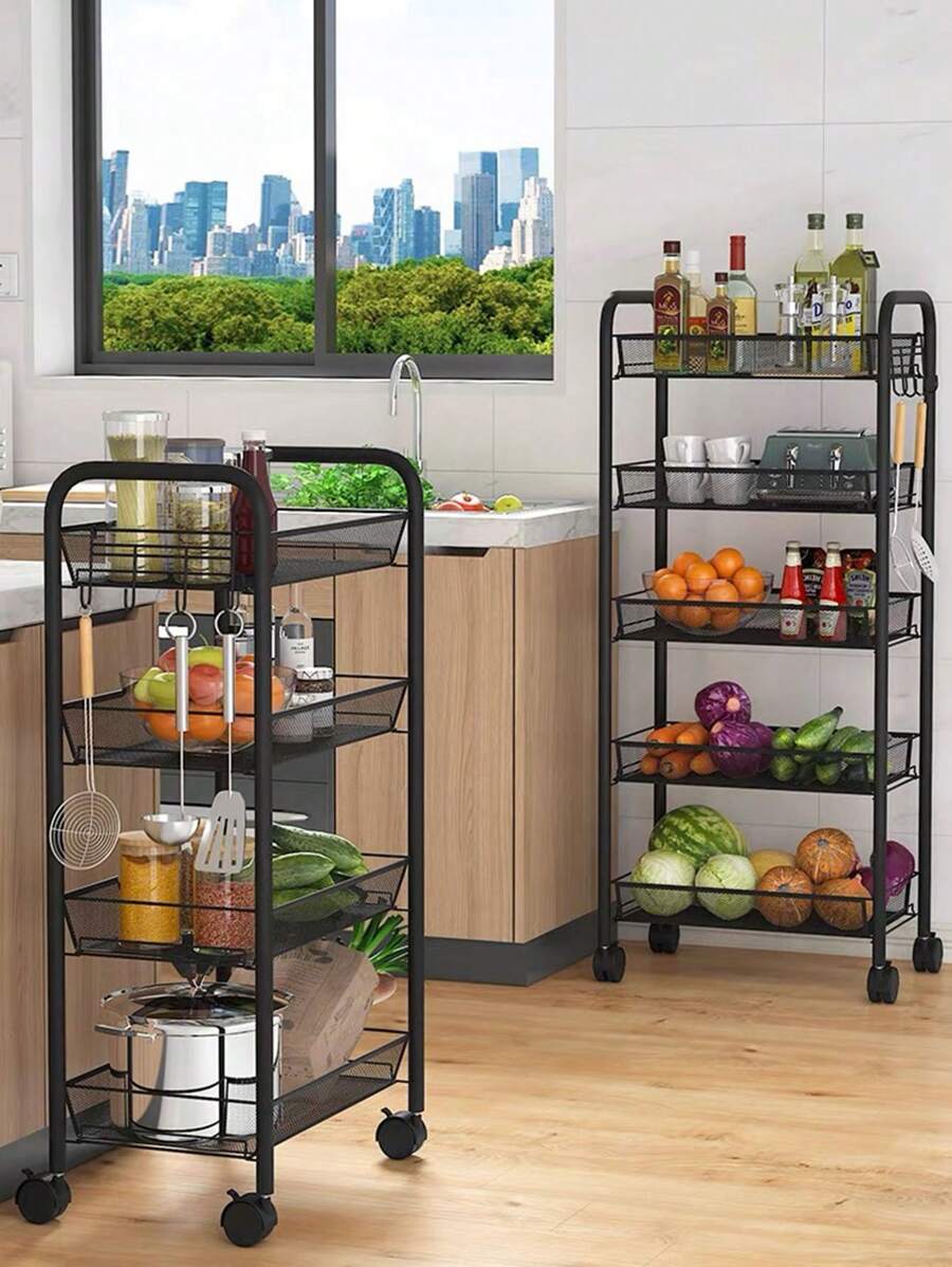 1 pieza Estante de almacenaje cuatro capas - Negro - Ver 1