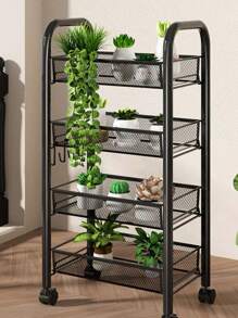 1 pieza Estante de almacenaje cuatro capas - Negro - Ver 6