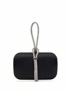 Bolsa de corrente de diamante brilhante de cetim, bolsa de noite, festa de casamento