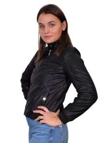 Chamarra Chaqueta Cazadora Dama Peluche Interno - Negro - Ver 5