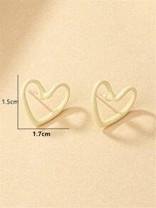 1pair Fashion Zinc Alloy Hollow Out Heart Stud Earrings For Women For Decoration Gift Party
