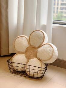 1個絨毛泰迪熊形狀的3d花裝飾枕頭,包含填充物 - 白色 - 查看 5