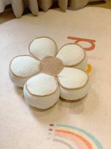 1個絨毛泰迪熊形狀的3d花裝飾枕頭,包含填充物 - 白色 - 查看 3