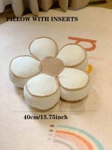 1個絨毛泰迪熊形狀的3d花裝飾枕頭,包含填充物 - 白色 - 查看 4