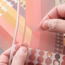 6pcs/set Solid Color Decorative Tape, Scenic Stickers And Scrapbook Paper Stickers For Planner - Multicolor - View 6