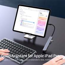 NADODO USB-C 集线器，7 合 1 USB C 集线器至 4K 60Hz 高清电视，100W PD 端口 USB 分配器用于充电，高清电视适配器 SD/TF 读卡器，USB 2.0 集线器，适用于笔记本电脑 Air HDTV Pro 的 USB 集线器，更多 C 型设备 - 灰色 - 查看 11