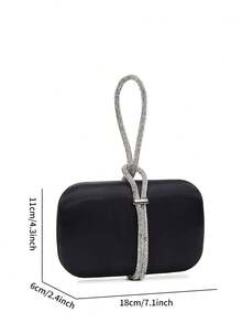 Bolsa de corrente de diamante brilhante de cetim, bolsa de noite, festa de casamento