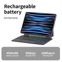 阿拉伯語鍵盤佈局7種顏色背光磁鐵鍵盤-適用於ipad Pro 11英寸,ikeyboard（第四代,2022年）,多點觸控觸摸板,適用於ipad Pro 11 3代/2代/1代,air 5/4 - 黑色-阿拉伯語言佈局 - 查看 6