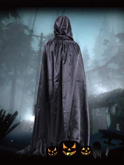 1 PC Halloween Theme Black Unisex Cape Halloween Cosplay Cloak Halloween Holiday Party Necessary Cloak Cape Cosplay Witch Black Cloak Evil Vampire Halloween Party Adult Children's Cloak