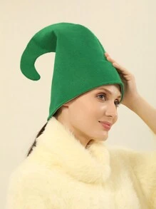 1 件女士圣诞绿色无纺布森系精灵帽，舒适温暖，非常适合圣诞派对、节日装饰、礼物、帽子配饰 - 綠色 - 查看 1