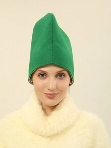 1 件女士圣诞绿色无纺布森系精灵帽，舒适温暖，非常适合圣诞派对、节日装饰、礼物、帽子配饰 - 綠色 - 查看 2