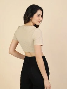 Women Tops - 米色 - 查看 8