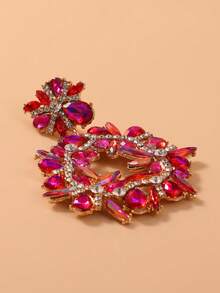 1對歐美風格鋅合金圓形花形垂墜耳環,女性時尚配飾