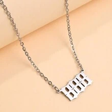 1pc Stainless Steel Lucky Number Pendant Necklace For Men & Women, Fashionable Sweater Chain With 000-999 Design