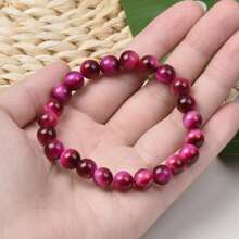 1條8mm白色瑪瑙天然石頭串珠手鍊,男女通用休閒裝