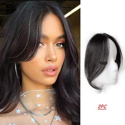 Two Pieces Invisible Clip Bangs Wig - Wig Bangs Extend Hair Extensions To Create A Natural Look And Volume, A Stylish Wig For Women To Wear Every Day