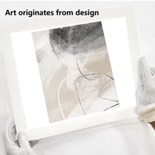 3 幅带框抽象水彩画帆布海报，现代家居装饰墙艺术画，适合客厅 - 紅白色 - 查看 5